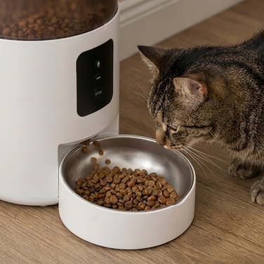 Автоматичний годівник для тварин з WiFi, пластиковий, біло-чорний, 3000 мл, 18.20 см
