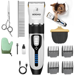 Набір для догляду за котами: бездротовий тример для шерсті, ножиці для грумінгу, тиха модель (білий)