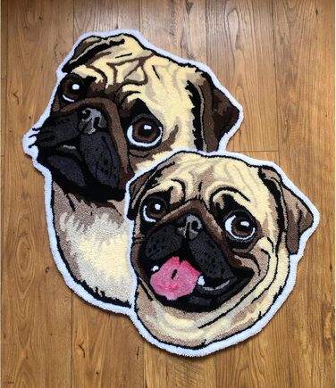 Персоналізований килимок для собак з індивідуальним портретом, коричневий, 56 x 60 см, прямокутний, антиковзкий, туфтований, мультфільм, кристановий оксамит/антиковзкий гумовий, для дому, вітальня