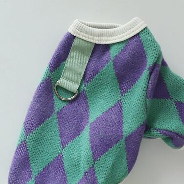 Пуловери для собак - 2 шт. (Такса), святкові в клітинку, з кільцем для повідка, для цуценят та середніх собак (Large)