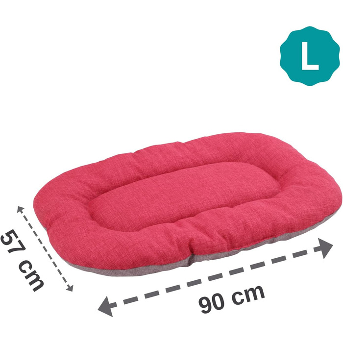 М'яке ліжко для собак та котів Baroni Hoe, 47x70x8 см - Doubleface (червоні та білі сердечка, L)