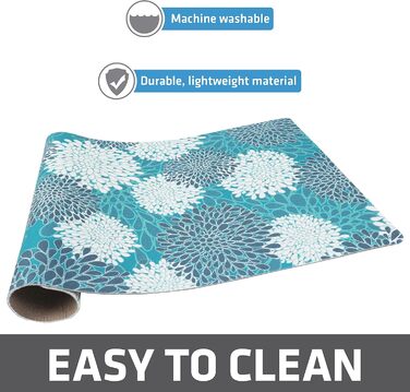 Підкладка під миску для собак та котів Drymate, поглинаюча тканина, водонепроникна основа, неслизька, придатна для прання в пральній машині, міцна, 30,5 x 50,8 см, колір 'Індійське літо Туркіс'