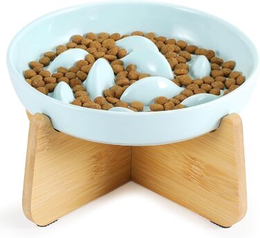 Миска для котів PETTOM Anti-Schling Napf, керамічна, піднята, для повільного годування, для котів та маленьких собак, білий настінний набір