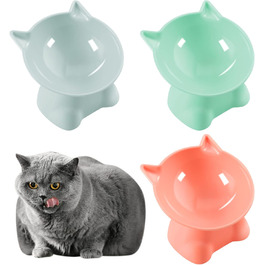 Підвищений годівниця для котів, підставка для мисок, нахилена на 15°, антиблювотний годівник, захист шиї, для домашніх тварин