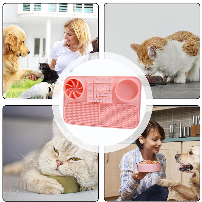 Повільний годівник для собак, лижуча килимок-пазл, годівниця для собак з присосками, килимок для лизання котів, рожевий колір A