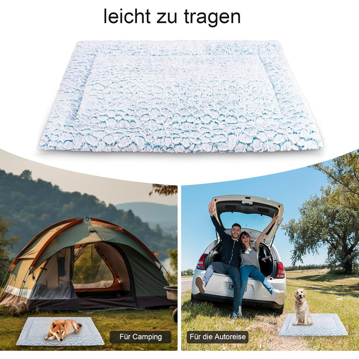 Ортопедичний лежак для собак великих та середніх порід, 94x61 см, блакитний, з антиковзною основою