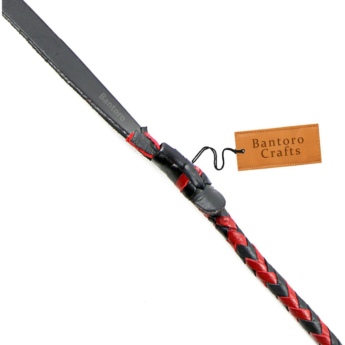 Чорна та червона батогом з кенгурячої шкіри, важка батогом для биків з 16 плетінням, плетений шкіряний корпус та шкіряна підкладка всередині, гучна, дзвінка батогом, Індіана Джонс, верховая їзда (10 футів (3 метри))