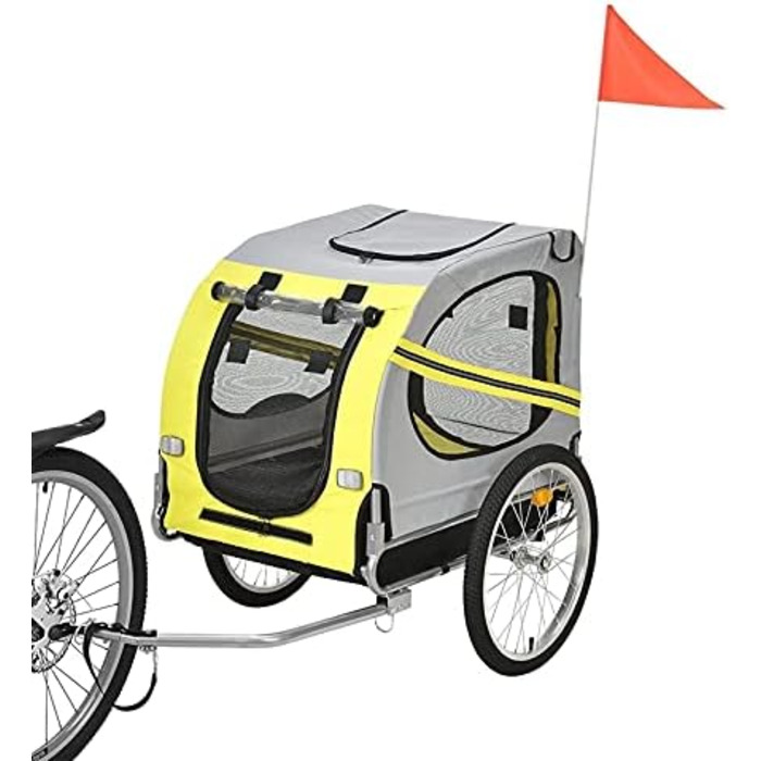 Фahrрадна причеп для собак, складний, Oxford Tuch, з відбивачами, 73x137x90 см, до 40 кг, червоно-чорний A (жовтий A)