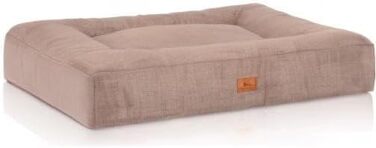 Ортопедичне собаче ліжко Knuffelwuff Sofia з велюру, 100 x 80 см, бежеве. Знімний, пральний чохол. Для собак великих, середніх та маленьких порід.