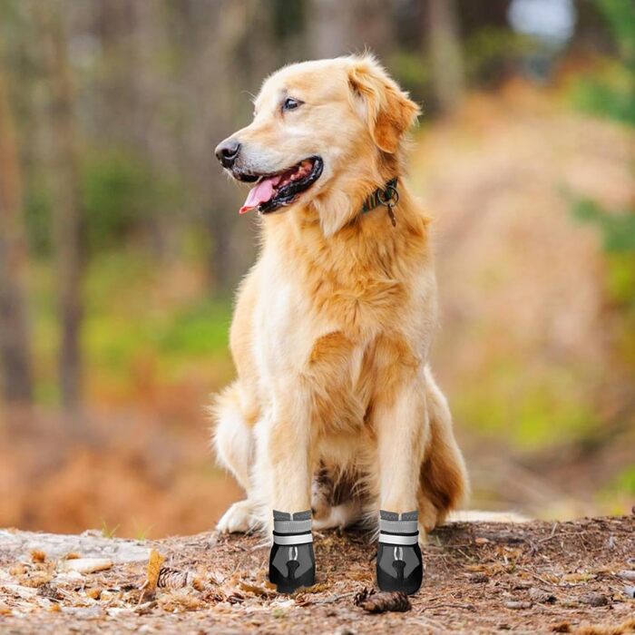 Водонепроникні собачі чоботи для захисту лап, 4 шт. Антиковзаючі чоботи для собак з неслизькою підошвою та світловідбиваючим кріпленням на липучці, для малих, середніх та великих собак (Сірий, XXL)