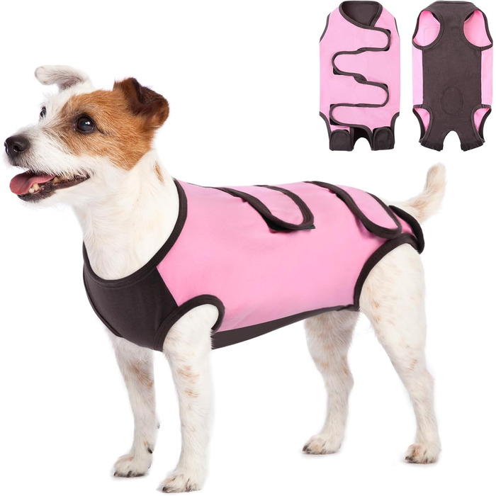 Комбінезон для собак після операції ASENKU: захист ран, анти-витік, альтернатива конусу (S, Рожевий)