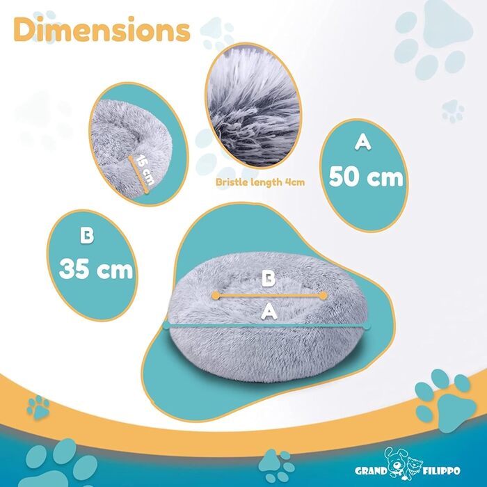 Кругле ліжко для собак та котів, 50 см, бежеве. М'яке, ручної роботи, миється. Ідеальне для дому.