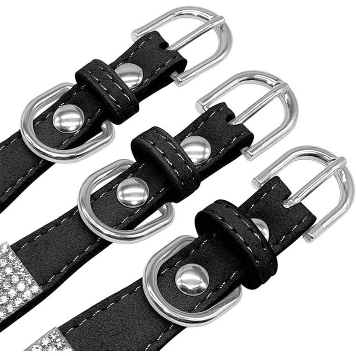 Нашийник та поводок для собак ETOPARS з стразами та кристалами, набір для собак та котів, чорний