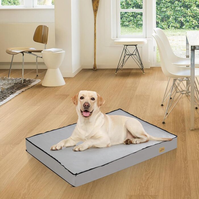 Ортопедична водонепроникна лежанка для великих собак BingoPaw XL 110x85x10 см, сіра, з товстим поролоном, гіпоалергенна