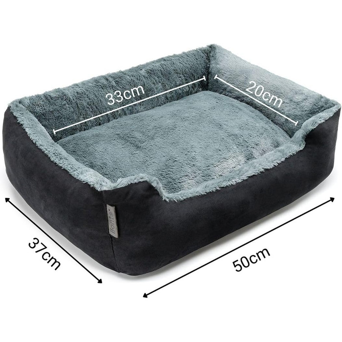 Килимок для собак Lionto з двостороннім подушкою та неслизьким дном, міцний лежак для домашніх тварин з глибоким входом, підходить для собак та котів будь-якого віку, 50x37 см, чорний/сірий, розмір 50 x 37 x 17 см