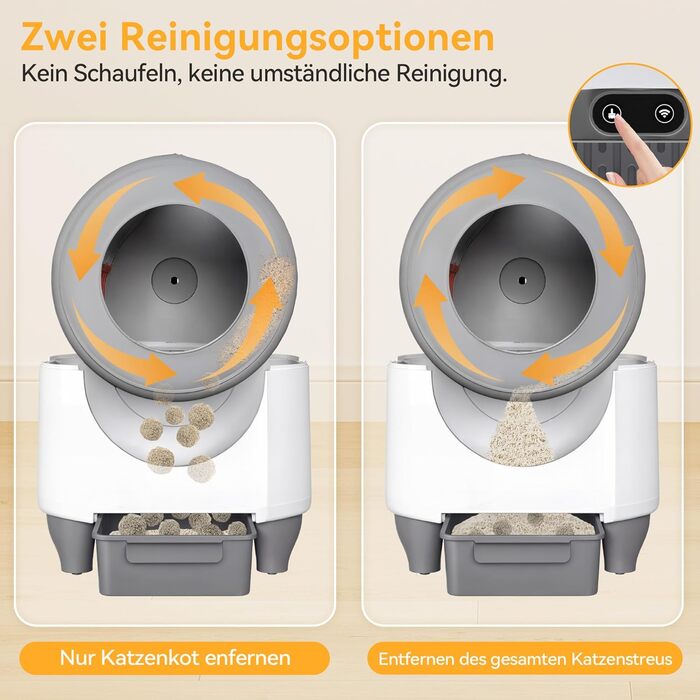 Devoko Самоочисний туалет для котів, 90л з низьким порогом, APP-керування, датчик безпеки та килимком