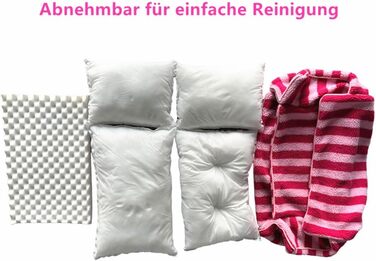 Крісло-лежанка для собак, м'яке, миється, рожево-смугасте, 80x50x33 см