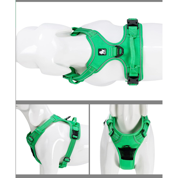 Шлейка для собак Trueove TH5651, запобігає тягнучці, світловідбиваючі шви, для активного відпочинку (XS, трав'яно-зелений)