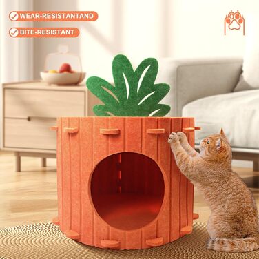 Двоярусна кігтеточка-будиночок для котів з платформою та іграшкою, 60x40x40 см