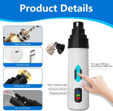 Електричний шліфувальник для собак та котів Leiser Groom Pro Kit, 2 швидкості, USB-зарядка