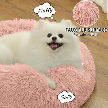 Заспокійливе ліжко-пончик для собак та котів, середнє, миється, з ковдрою, 61 см, ковдра 71x23 см, блакитне (40x40x17 см)