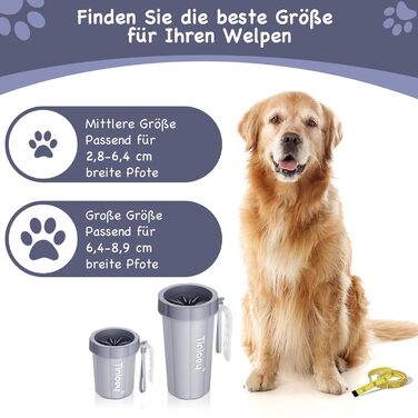 Очисник лап для великих собак Tinioey з ручкою | В комплекті 4 рушники та щітка для миття | Очисник лап для собак, аксесуари для собак великих порід (сірий)