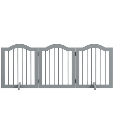 PawHut Barrier Dog 3 частини, 154,5 x 61 см складні ворота для собак з дверима, дверний щиток з 2 опорними ніжками, окремо стоячі сходові ворота для кухні, передпокою, світло-сірі | Аосом