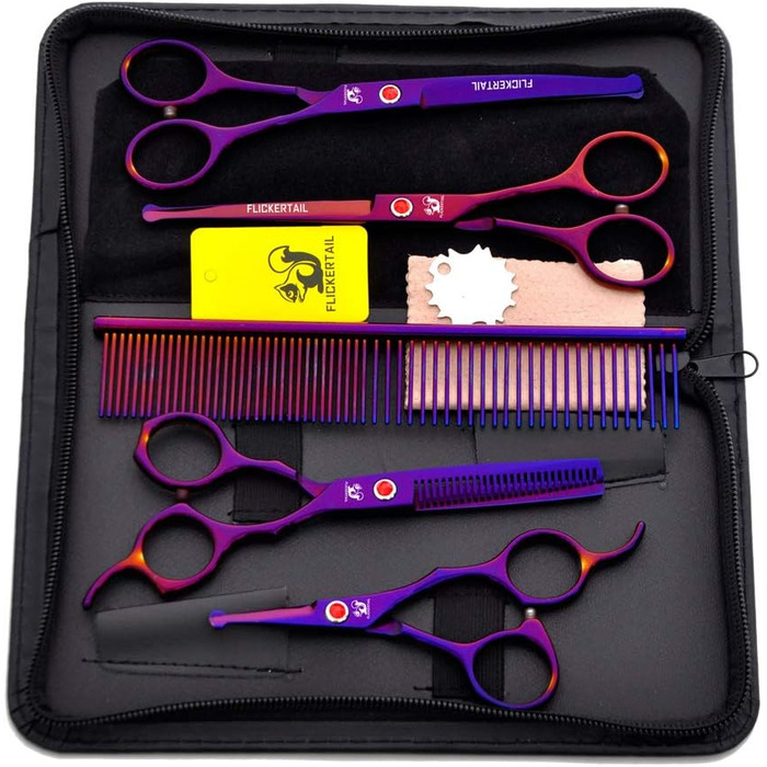Набір професійних ножиць для грумінгу тварин 4,5-6,5 дюймів (5 шт.) з нержавіючої сталі, безпечні закруглені кінчики