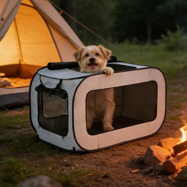 Складана переносна переносна коробка для собак і котів, 94x53x53 см, для собак і котів до 25 кг, для подорожей та дому (зелений, сірий)