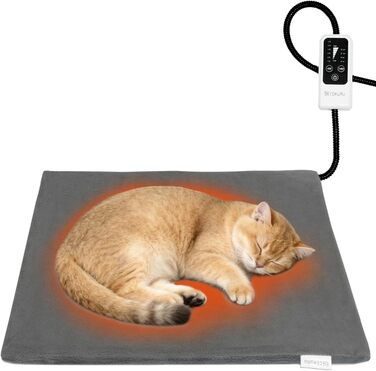 Електричний нагрівальний килимок BECEMURU для котів та собак 45x40 см з регулюванням температури та таймером