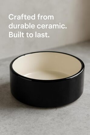 Миска для собак Flamingo Rocky з кераміки, 1700 мл, чорно-біла, для великих собак, миється в посудомийній машині