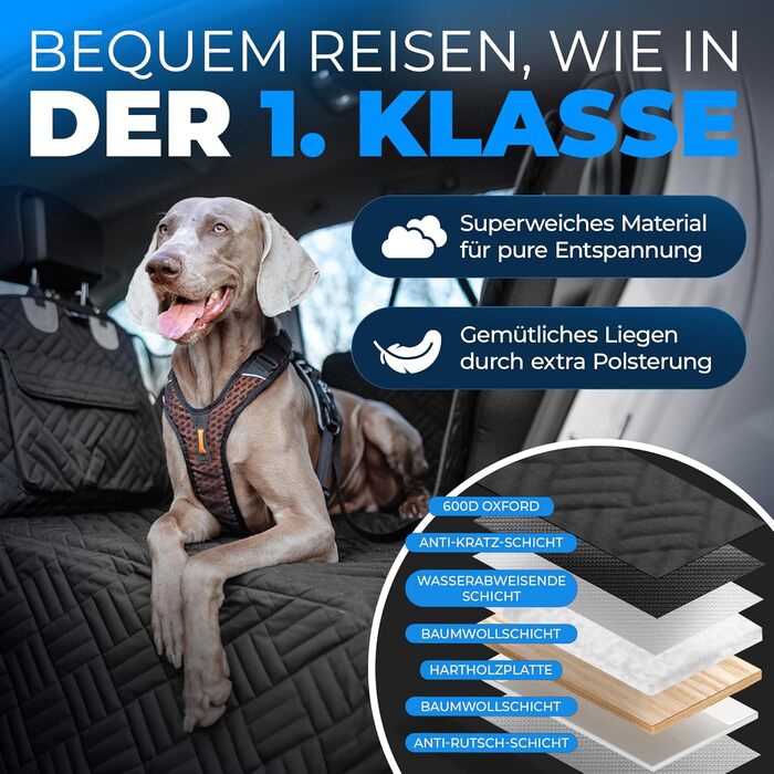 Захисна деки для собак у машину - водонепроникна та стійка до подряпин. Захист заднього сидіння, включає сумку та ремені.