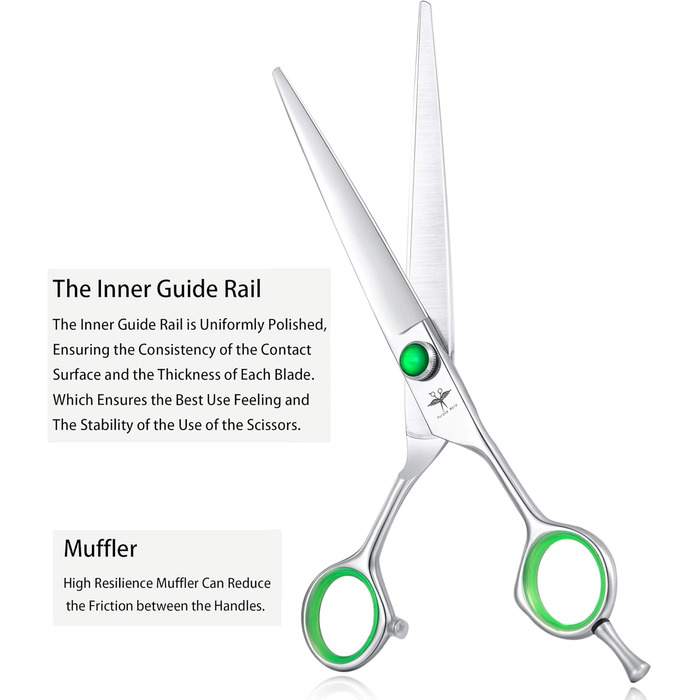 Набір професійних ножиць для грумінгу собак PURPLEBIRD: 440C сталь, 7 дюймів, 4 шт. (прямі, вигнуті, для розрідження)