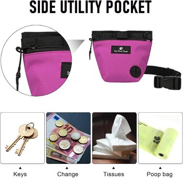 Сумка для ласощів для собак з магнітною застібкою, регульованим поясом, для тренувань, прогулянок на свіжому повітрі (рожева, з принтом тварин)