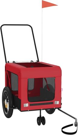 Перетягувач для собак на велосипеді Robuster - Oxford, залізо, PVC, червоний & чорний, 120x54,5x53 см - з PVC-дах та зручною платформою, для маленьких собак та домашніх тварин, модель 93929