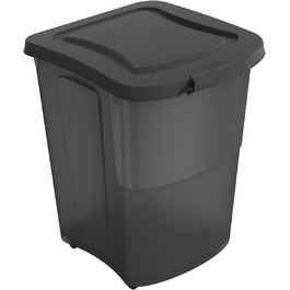 Контейнер для корму Rotho Archie, 38 л, харчовий пластик, BPA Free, з кришкою, чорний прозорий (41x37x50 см)