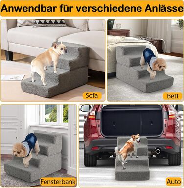 Сходинки для собак Costway - 4 сходинки, з антиковзким покриттям, для собак та котів, сірі