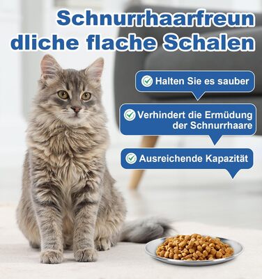 Набори мисок для котів 4 шт. з нержавіючої сталі, проти ковзання, для вологого та сухого корму, 17 см, без зачепів для вусів