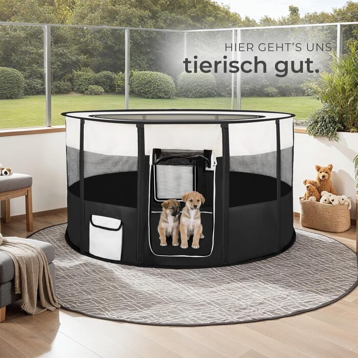 Тектейк® Вольєр для цуценят, аксесуари для собак, вольєр для собак складний, клітка для дрібних тварин (кролики, коти), вольєр для кроликів та морських свинок - Чорний | № 402438