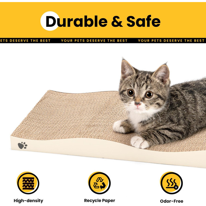 Котячий когтетоп з коробкою та 4 змінними шарами когтеточки - великі меблі для котів з міцного гофрокартону, двосторонні когтеточки з наклейками DIY - лежанка для котів у квартирі, захист меблів, великий розмір