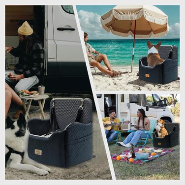 Підвищення для собак у машину з Memory Foam, до 15,9 кг, середнього розміру, зручне автоліжко для маленьких/середніх тварин, знімний та пральний, сірий + чорний, Medium