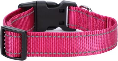 Нашийник для собак Türki (XL, Рожевий) з нейлону, з гравіюванням, світловідбиваючий, для великих, середніх та малих собак