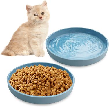 Набір мисок для котячого корму Apatal, силікон, 15 см, 2 шт., блакитні. Зручні для котів, підходять для сухого та вологого корму.