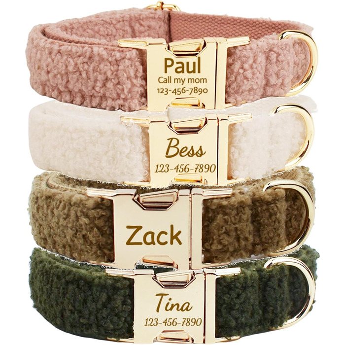 Персоналізоване собаче нашийник з металевою застібкою, з іменем та номером телефону. Регульовані розміри для великих та середніх собак (Collar 04)