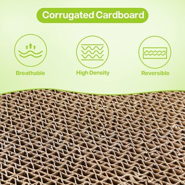 Pecute 2 шт. Когтеточки з картону для котів - набір, двосторонні, 38.5 x 20.5 см