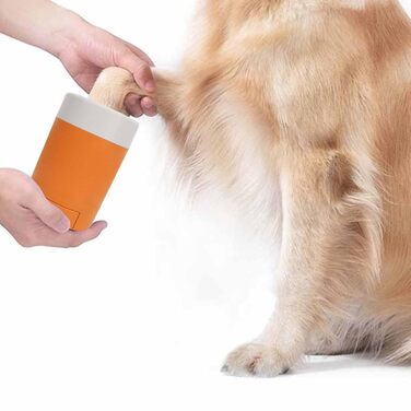 Напівавтоматичний мийник для собак, станція миття домашніх тварин з м'яким, портативним відром для миття лап для котів та собак, знімний дизайн з ABS-пластику для швидкого очищення