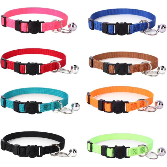 Індивідуальний ошийник для кота з дзвіночком, лазерним гравіюванням, нічним відбиттям, нейлоновий ошийник, милий ошийник з квітковим візерунком, анти-втрата для котів (нейлон)