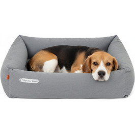 Ортопедичне ліжко для собак Doctor Bark - миється до 95°C, гігієнічне, без запаху, з м'яким коржем для собак середніх порід (M - 80x70 см, світло-сірий)