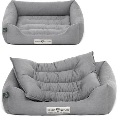 HOUND & NATURE: М'яке ліжко для собак Bern, розмір S (75x60 см), світло-сіре - кушетка для маленьких собак, знімний чохол, легко миється