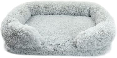 MISSMAO Ортопедичне ліжко для собак, собаче ліжко-софа - Знімний чохол, М'яке собаче крісло, Килимок для домашніх тварин, Практичний, Миючий, (75x50x14 см), Сірий